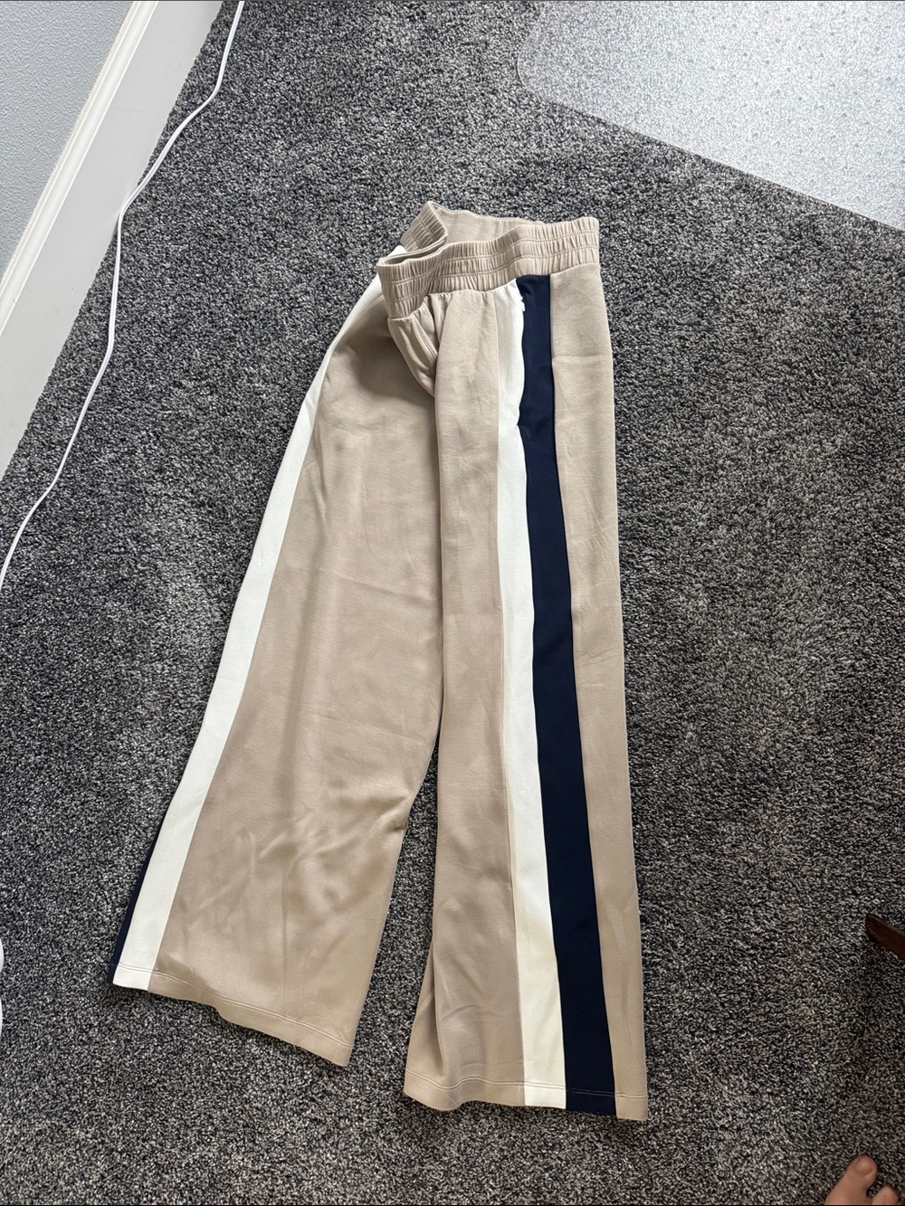 Spanx Wide Leg Track Pants with Side Stripe - Beige - Picture 3 of 3